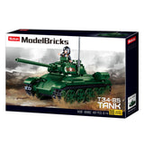 Sluban wwii t-34-85 tank bouwspeelgoed kinderen vanaf 8 jaar – constructiespeelgoed modelbouw – bouwdoos met 497 bouwstenen – m38-b0982 - afbeelding 2