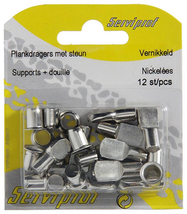 Mack 1013317 - 12 soportes para estantes ø 7mm casquillos ø 7,5 mm niquelados | 5 piezas