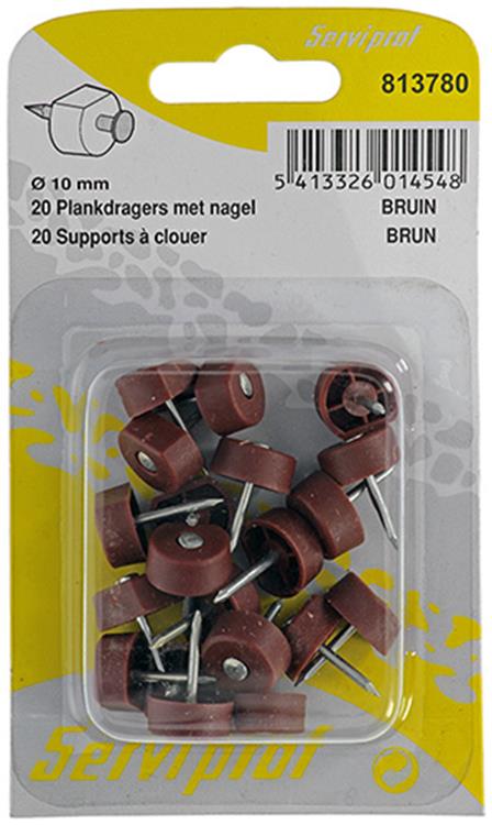 Mack 1017028 - 20 soportes para estantes con clavo marrón | 5 piezas