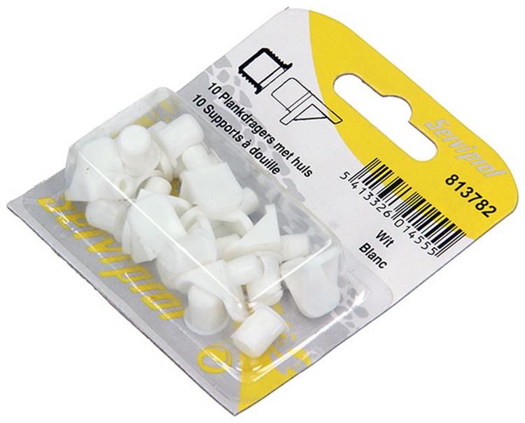 Mack 1017029 - 10 soportes para estantes con funda blanco | 5 piezas