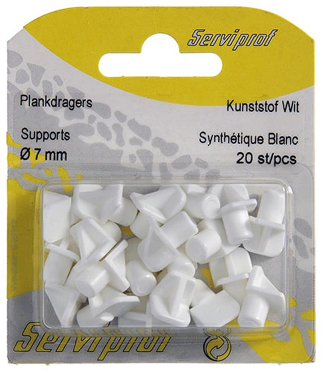 Mack 1015839 - 20 soportes para estantes plástico blanco ø 7 mm | 10 piezas