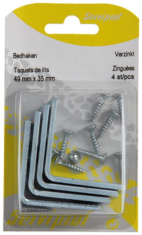 Mack 1013312 - 4 ganchos para cama galvanizados 49 x 35 mm | 5 piezas