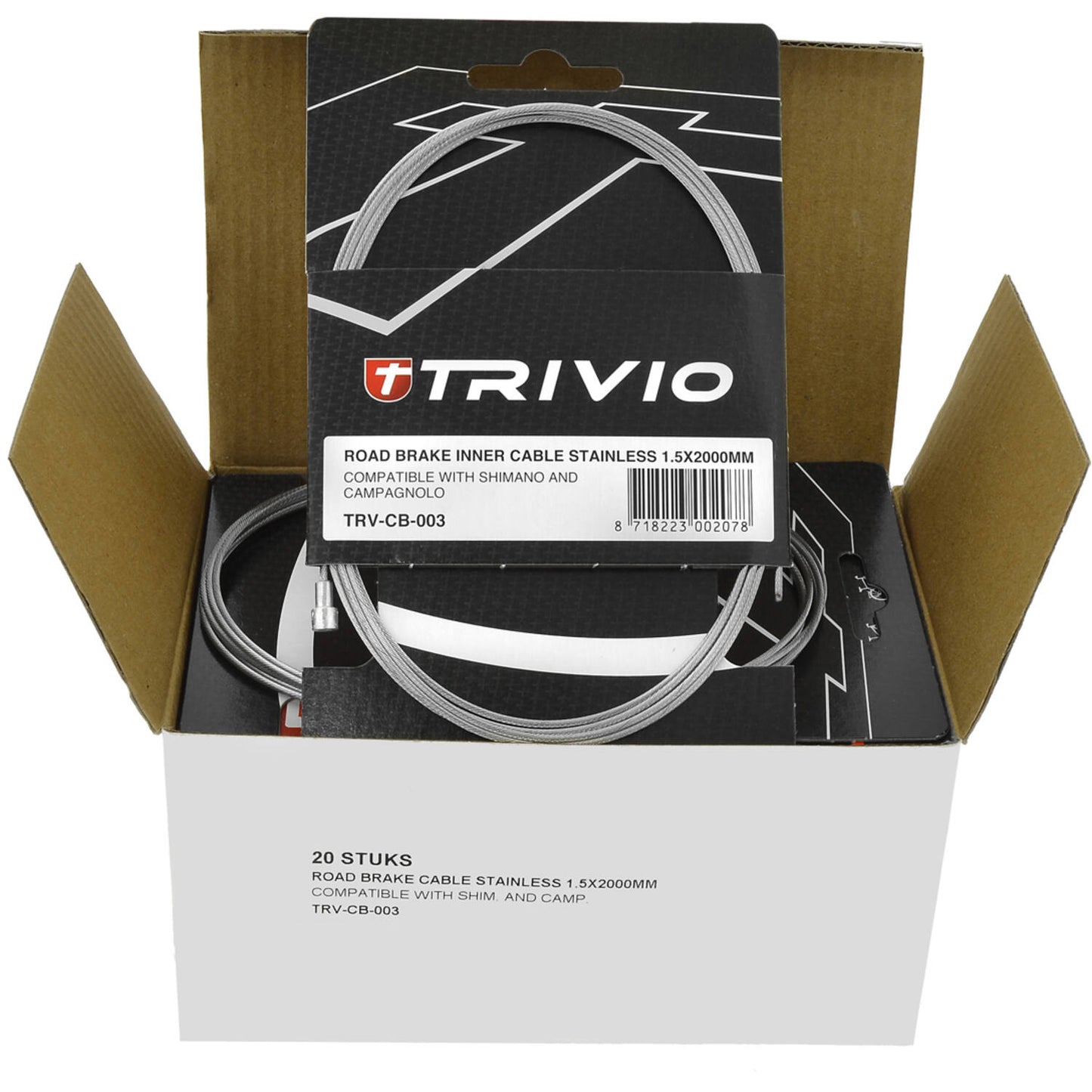 Trivio - Cavo interno freno corsa in acciaio inox 1.5x2000mm - 20 pz.