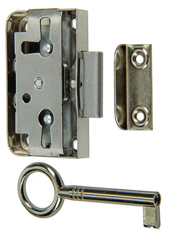 Mack 1015912 - 1 cerradura para mueble de superficie niquelada 15mm | 5 piezas