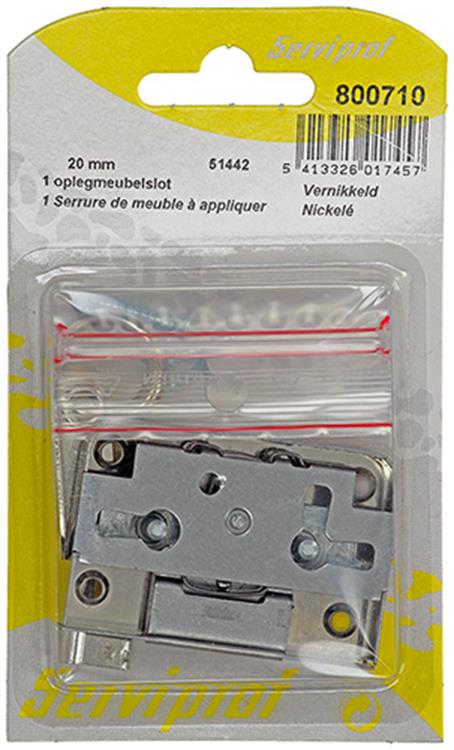 Mack 1015913 - 1 cerradura para mueble de superficie niquelada 20mm | 5 piezas