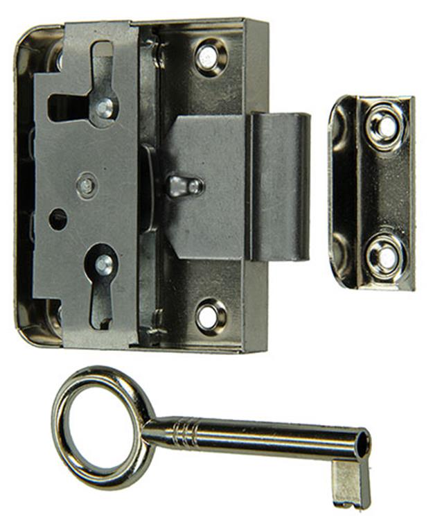 Mack 1015915 - 1 cerradura para mueble de superficie niquelada 30mm | 5 piezas