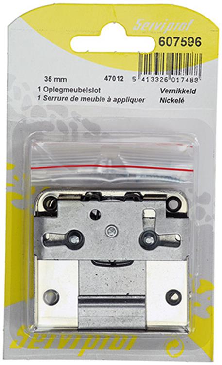 Mack 1013606 - 1 cerradura para mueble de superficie niquelada 35mm | 5 piezas