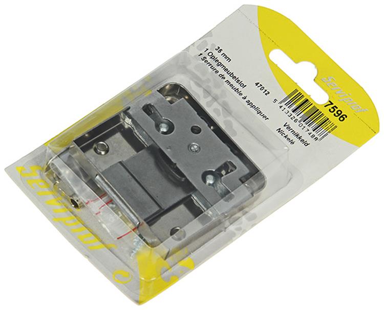 Mack 1013606 - 1 cerradura para mueble de superficie niquelada 35mm | 5 piezas