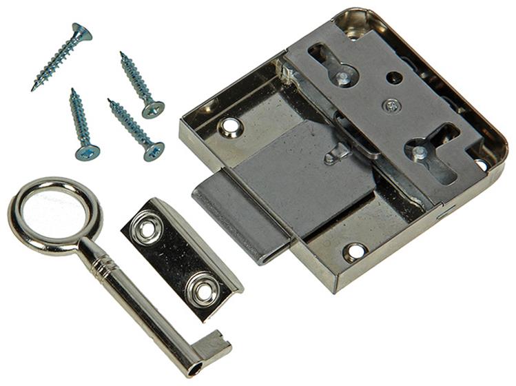Mack 1013607 - 1 cerradura para mueble de superficie niquelada 40mm | 5 piezas