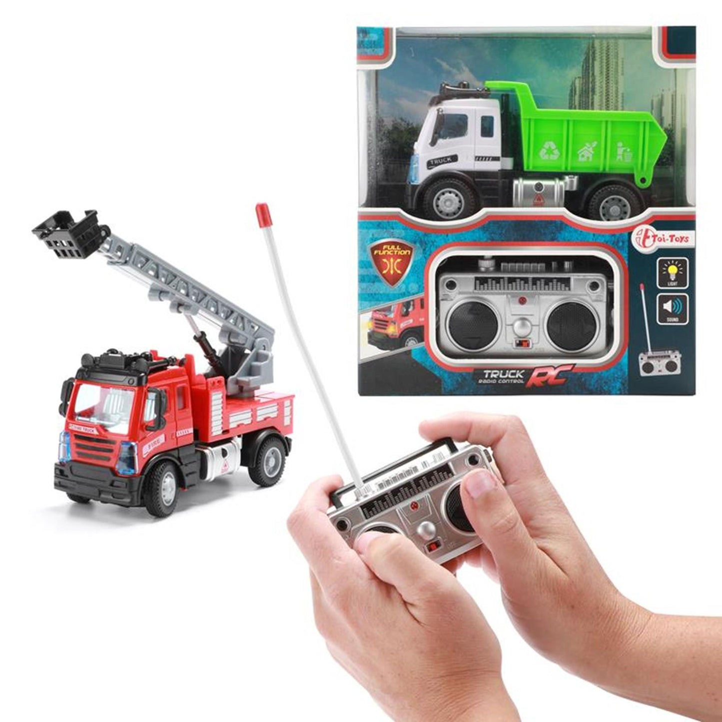 Toi-toys toi giocattoli mini camion della spazzatura vigili del fuoco rc