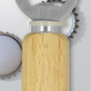 Abrebotellas Metaltex de acero inoxidable con mango de madera.