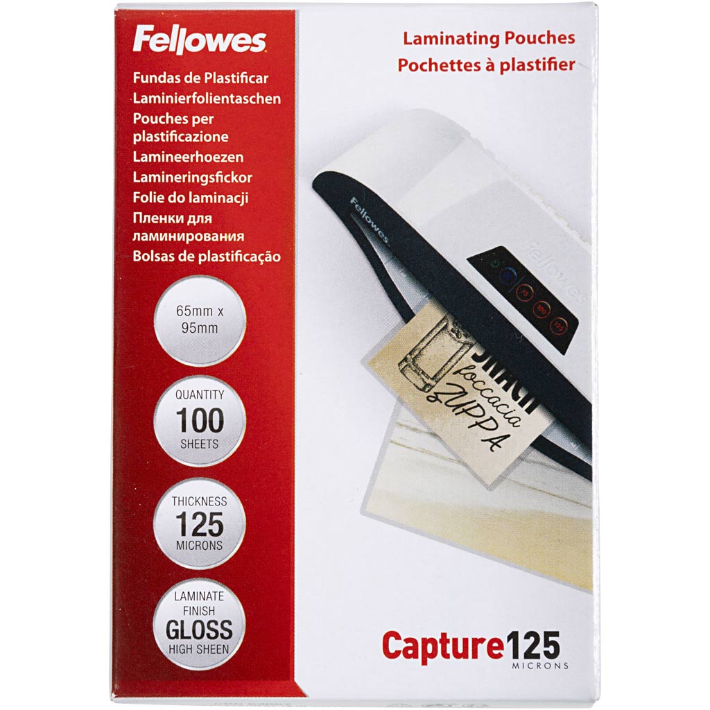 Cubiertas laminadas, dim 65x95 mm, espesor 125 my, transparente, 100 piezas 1 caja