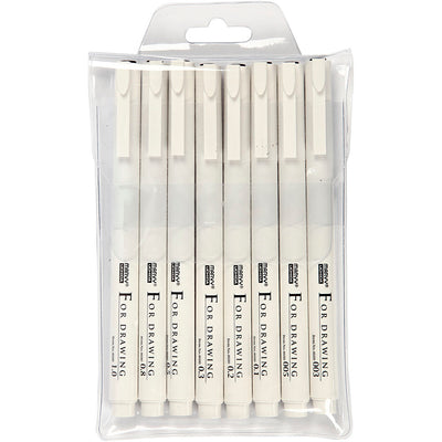 Fineliner, spessore della linea 0,03+0,05+0,1+0,2+0,3+0,5+0,8+1,0 mm, nero, 8 pezzo 1 scatola