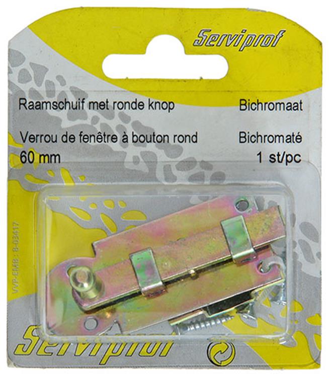 Mack 1014263 - corredera de ventana con pomo redondo, bicromatado a 60 - b 10 mm | 5 piezas