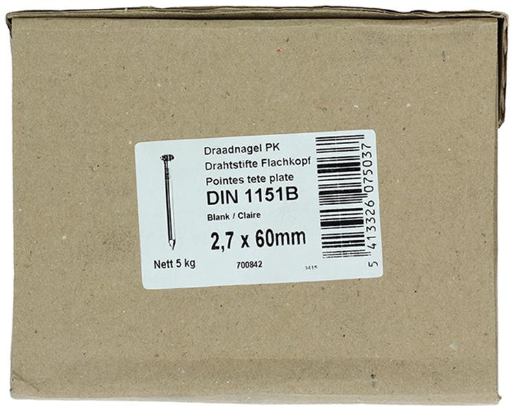 1015642 - caja 5kg. clavos cabeza plana 2,7x60 mm | 2 piezas