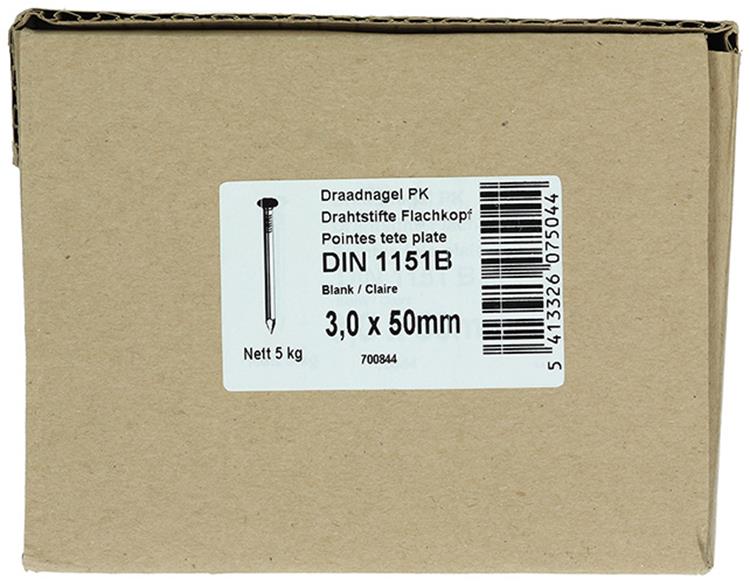 1015643 - caja 5kg. clavos cabeza plana 3,0x50 mm | 2 piezas