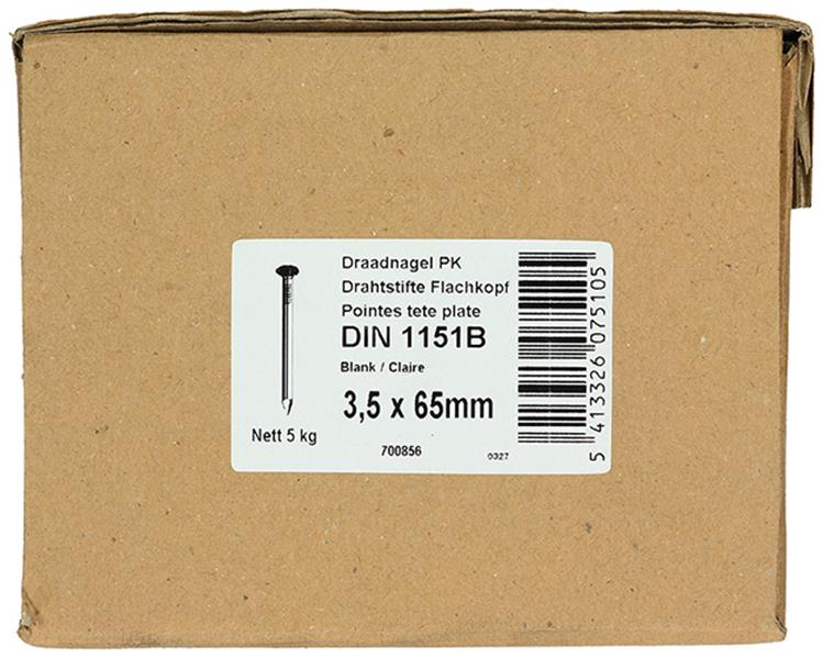 1015648 - caja 5kg. clavos cabeza plana 3,5x65 mm | 2 piezas