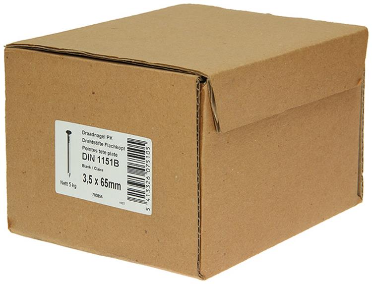 1015648 - caja 5kg. clavos cabeza plana 3,5x65 mm | 2 piezas