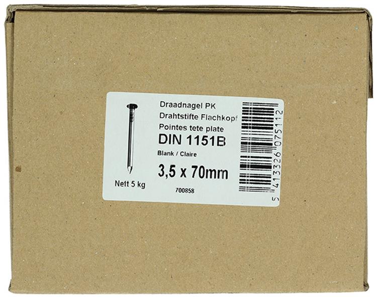 1015649 - caja 5kg. clavos cabeza plana 3,5x70 mm | 2 piezas
