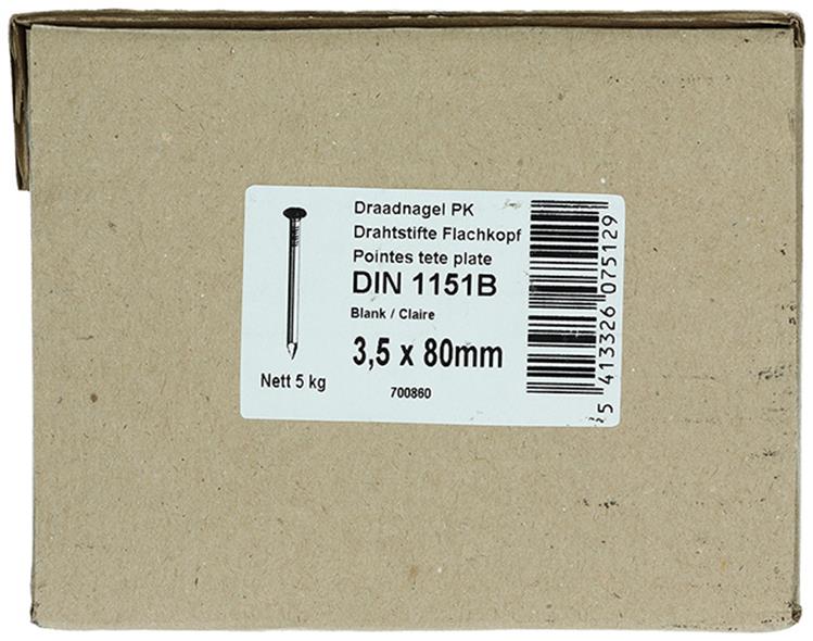 1015650 - caja 5kg. clavos cabeza plana 3,5x80 mm | 2 piezas