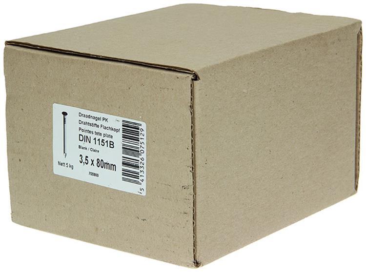 1015650 - caja 5kg. clavos cabeza plana 3,5x80 mm | 2 piezas