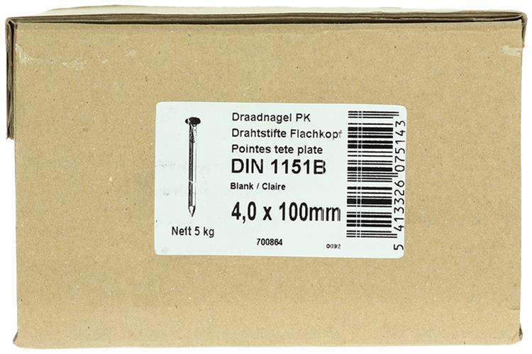 1015652 - caja 5kg. clavos cabeza plana 4,0x100 mm | 2 piezas