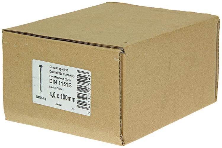 1015652 - caja 5kg. clavos cabeza plana 4,0x100 mm | 2 piezas