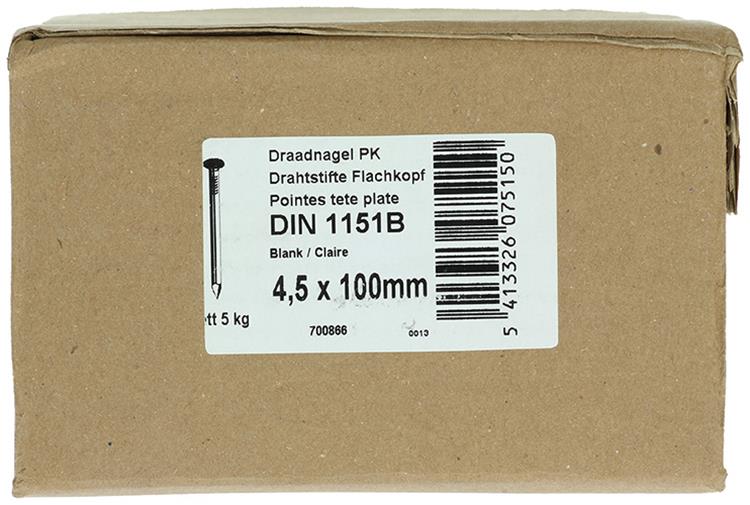 1015653 - caja 5kg. clavos cabeza plana 4,5x100 mm | 2 piezas