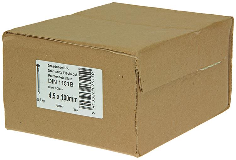 1015653 - caja 5kg. clavos cabeza plana 4,5x100 mm | 2 piezas