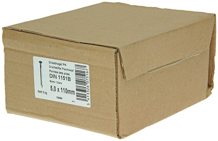 1015654 - caja 5kg. clavos cabeza plana 5,0x110 mm | 2 piezas