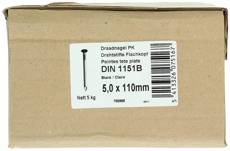 1015654 - caja 5kg. clavos cabeza plana 5,0x110 mm | 2 piezas