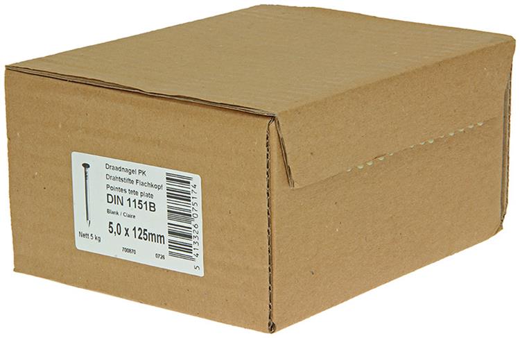 1015655 - caja 5kg. clavos cabeza plana 5,0x125 mm | 2 piezas