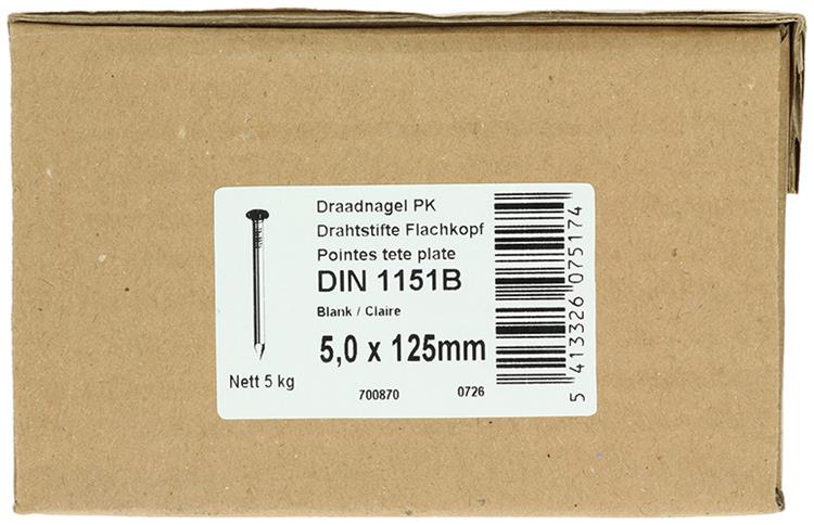 1015655 - caja 5kg. clavos cabeza plana 5,0x125 mm | 2 piezas
