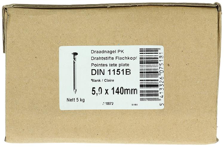 1015656 - caja 5kg. clavos cabeza plana 5,0x140 mm | 2 piezas