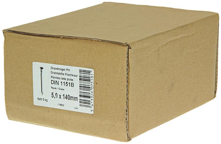 1015656 - caja 5kg. clavos cabeza plana 5,0x140 mm | 2 piezas
