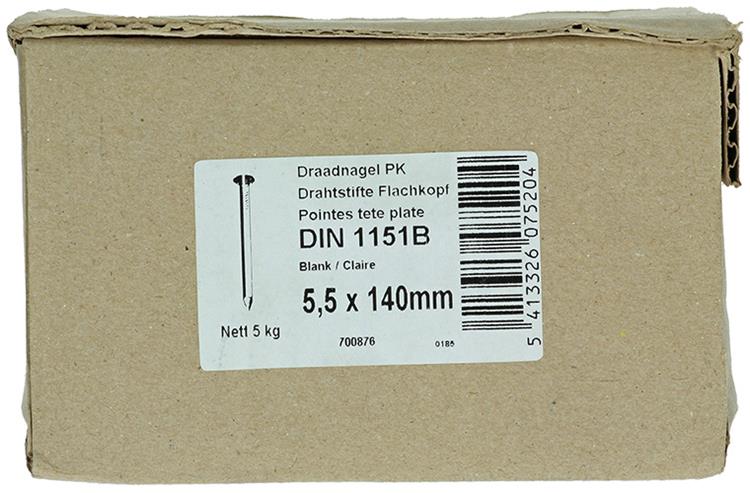1015658 - caja 5 kg clavos cabeza plana 5,5x140 mm | 2 piezas