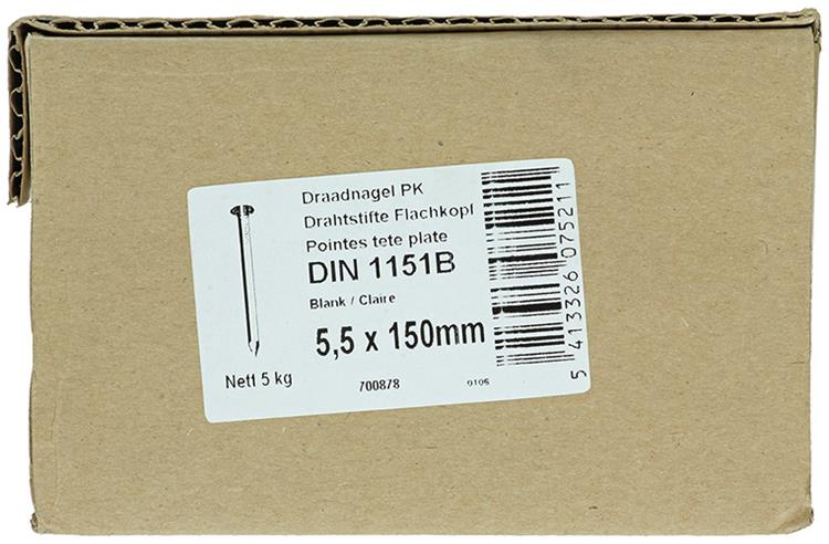 1015659 - caja 5kg. clavos cabeza plana 5,5x150 mm | 2 piezas