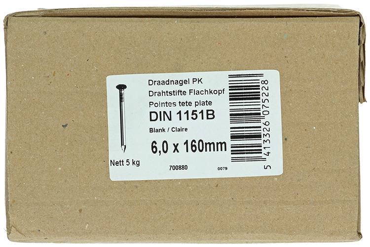 1015660 - caja 5kg. clavos cabeza plana 6,0x160 mm | 2 piezas