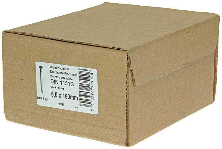 1015660 - caja 5kg. clavos cabeza plana 6,0x160 mm | 2 piezas