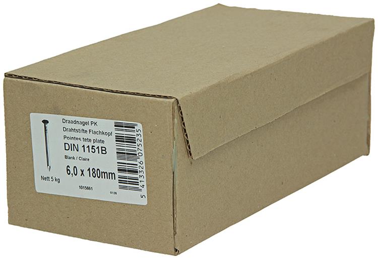 1015661 - caja 5kg. clavos cabeza plana 6,0x180 mm | 2 piezas