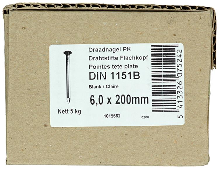 1015662 - caja 5kg. clavos cabeza plana 6,5x200 mm | 2 piezas