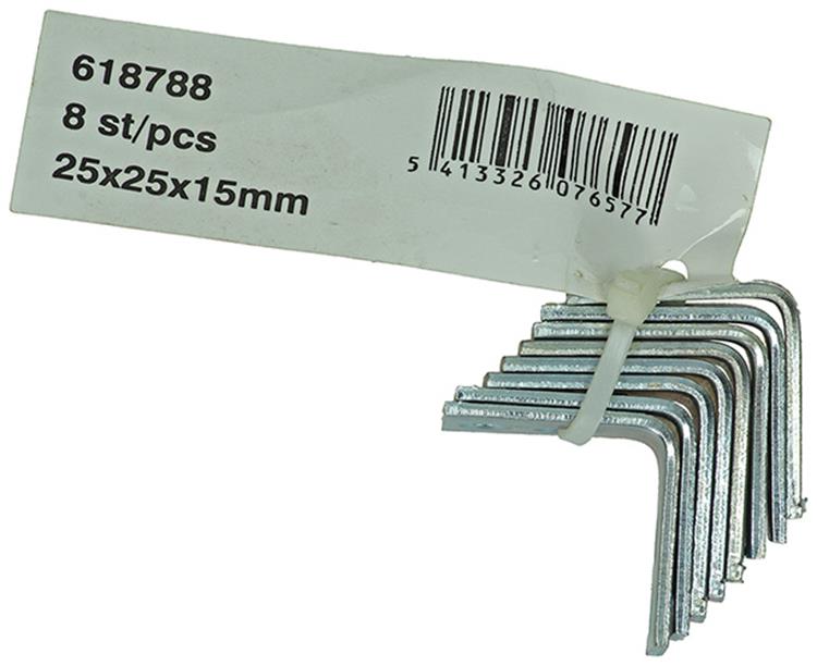 1014297 - 8 cuadrados plegados galvanizados 25x25x15mm | 10 piezas