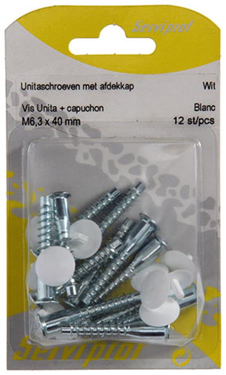 Mack 1013704 - 12 tornillos unita con tapa blanca m 6,3 x 40 mm | 10 piezas