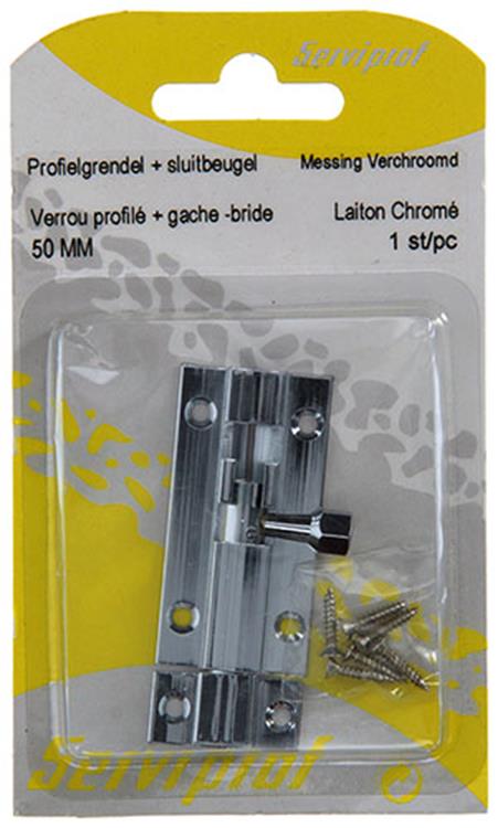 Mack 1013684 - 1 pestillo corredero de latón cromado a 50 - b 16 mm | 5 piezas
