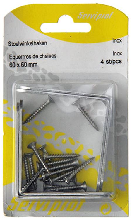 Mack 1013775 - 4 ganchos para silla acero inoxidable 60x60mm | 10 piezas