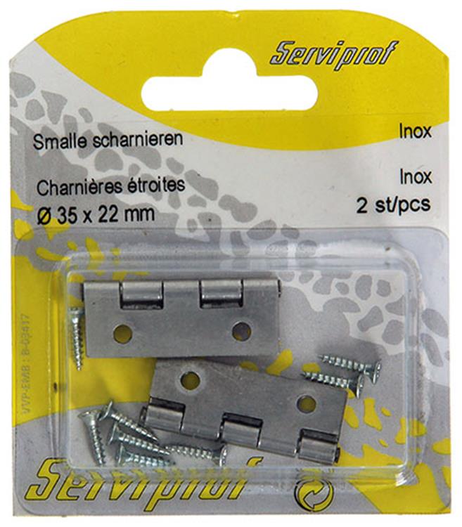 Mack 1013708 - 2 bisagras estrechas acero inoxidable h 35 x w 22 mm | 5 piezas