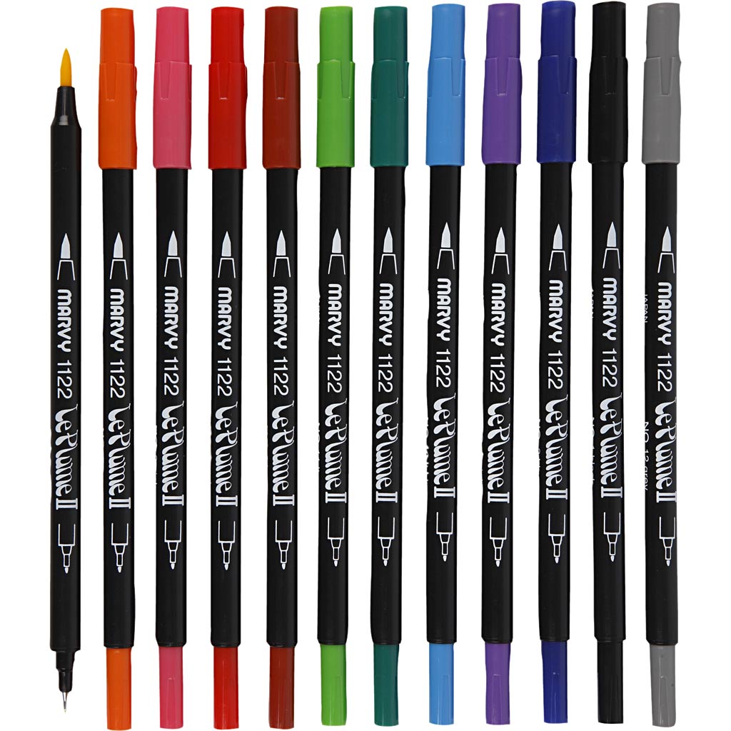 Le Plume II Markers, strong colors, 12 piece 1 box