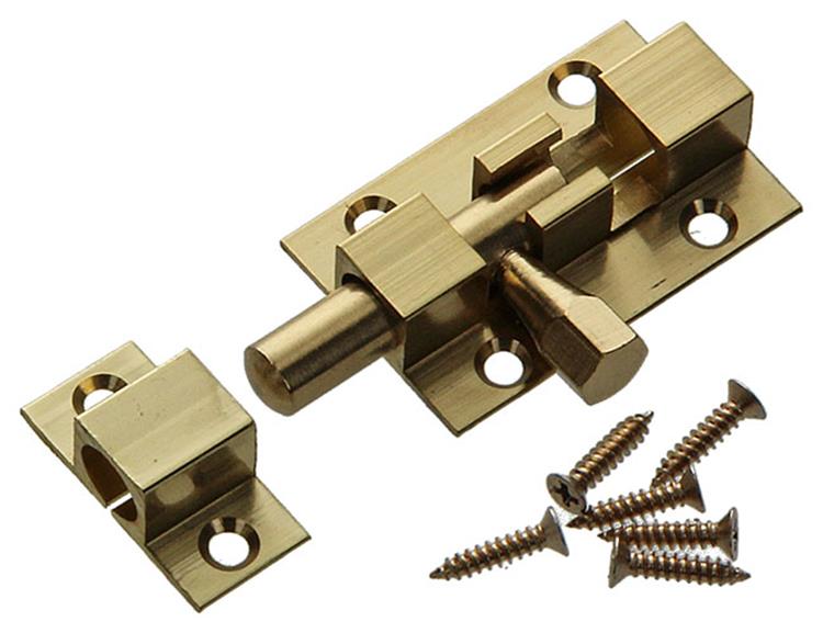 Mack 1013714 - 1 pestillo corredero latón pulido a 40 - b 13 mm | 5 piezas