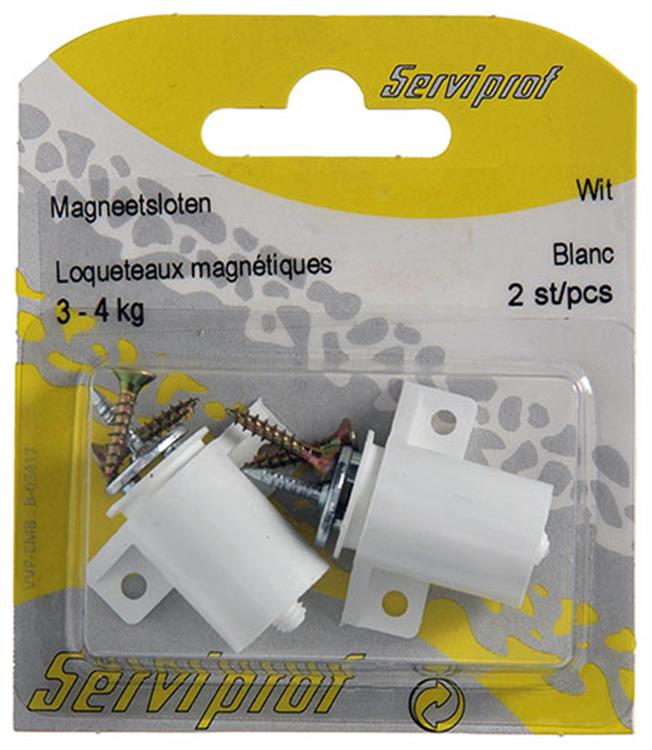 Mack 1013834 - 2 cerraduras magnéticas blancas 3 - 4 kg | 5 piezas