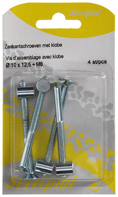 Mack 1013836 - 4 tornillos de unión con tuerca en cruz m6x70 + m10x12,5 | 5 piezas